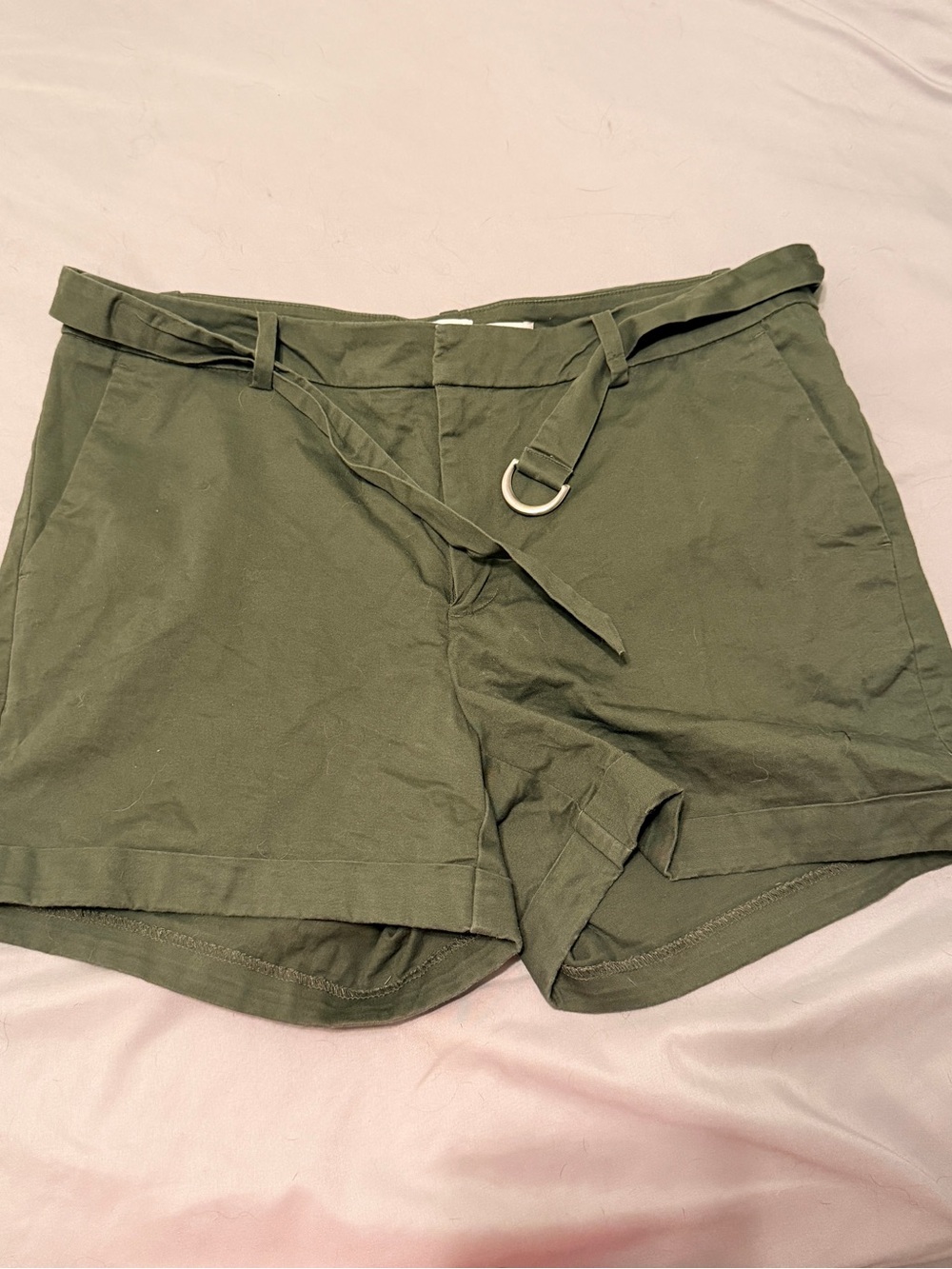 a new day Olive Green Tie-Belt High-Rise Women’s Shorts